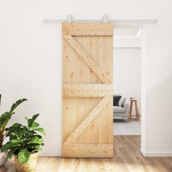 vidaXL Puerta corredera con herrajes madera maciza de pino 80x210 cm