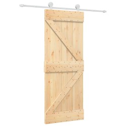 vidaXL Puerta corredera con herrajes madera maciza de pino 80x210 cm