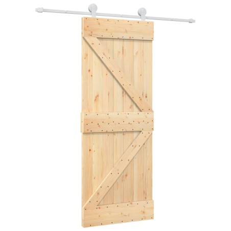 vidaXL Puerta corredera con herrajes madera maciza de pino 80x210 cm
