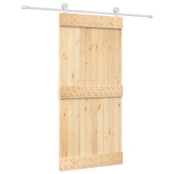 vidaXL Puerta corredera con herrajes madera maciza de pino 95x210 cm