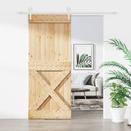 vidaXL Puerta corredera con herrajes madera maciza de pino 100x210 cm
