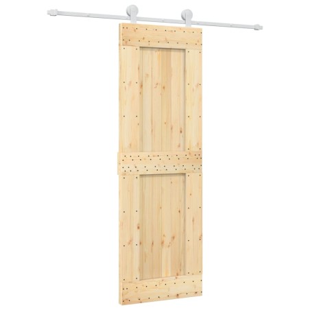 vidaXL Puerta corredera con herrajes madera maciza de pino 70x210 cm