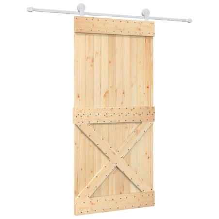 vidaXL Puerta corredera con herrajes madera maciza de pino 95x210 cm