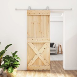 vidaXL Puerta corredera con herrajes madera maciza de pino 80x210 cm