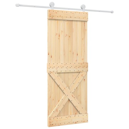 vidaXL Puerta corredera con herrajes madera maciza de pino 80x210 cm