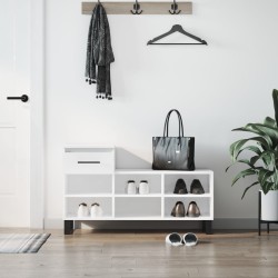 vidaXL Mueble zapatero madera contrachapada blanco brillo 102x36x60 cm