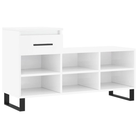 vidaXL Mueble zapatero madera contrachapada blanco brillo 102x36x60 cm
