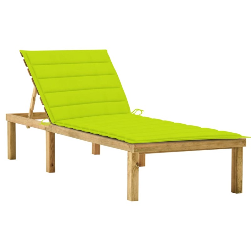 vidaXL Tumbona con cojín verde brillante madera de pino impregnada vidaXL Tumbona con cojín verde brillante madera de pino impregnada