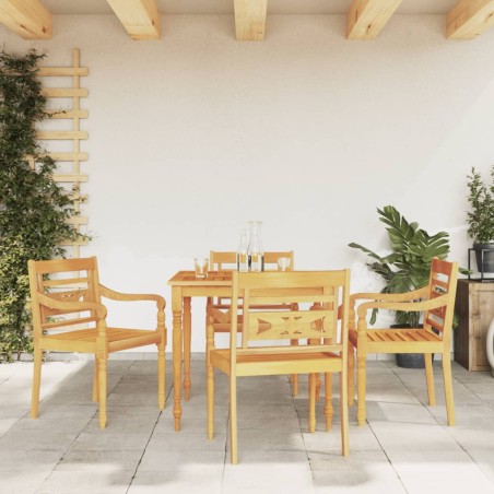 vidaXL Juego de comedor para jardín 5 piezas madera maciza de teca