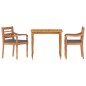 vidaXL Juego comedor de jardín 3 pzas cojines gris oscuro madera teca vidaXL Juego comedor de jardín 3 pzas cojines gris oscuro madera teca