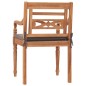 vidaXL Juego comedor de jardín 3 pzas cojines gris oscuro madera teca vidaXL Juego comedor de jardín 3 pzas cojines gris oscuro madera teca
