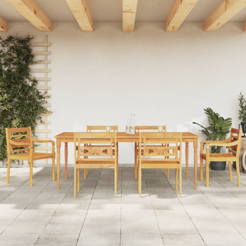 vidaXL Juego de comedor de jardín 7 piezas madera maciza de teca vidaXL Juego de comedor de jardín 7 piezas madera maciza de teca