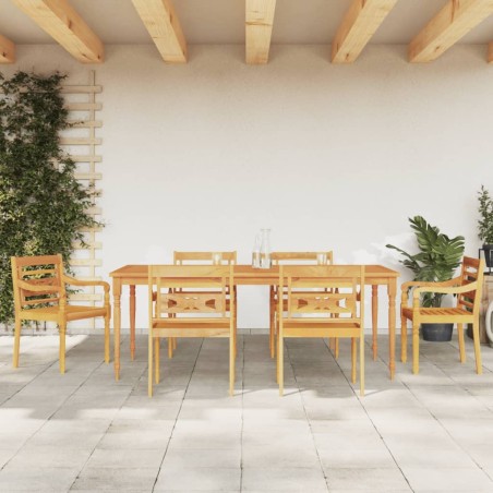 vidaXL Juego de comedor de jardín 7 piezas madera maciza de teca