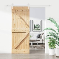 vidaXL Puerta corredera con herrajes madera maciza de pino 80x210 cm