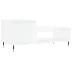 vidaXL Mesa de centro madera contrachapada blanco brillo 100x50x45 cm