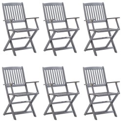 vidaXL Sillas de jardín plegables 6 uds cojines madera maciza acacia