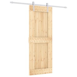 vidaXL Puerta corredera con herrajes madera maciza de pino 80x210 cm