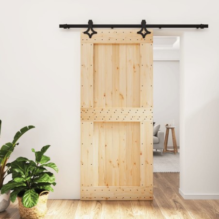vidaXL Puerta corredera con herrajes madera maciza de pino 90x210 cm