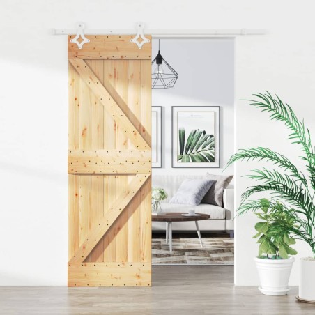 vidaXL Puerta corredera con herrajes madera maciza de pino 70x210 cm