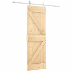 vidaXL Puerta corredera con herrajes madera maciza de pino 70x210 cm