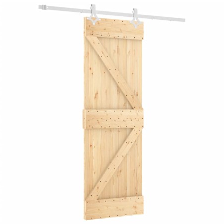 vidaXL Puerta corredera con herrajes madera maciza de pino 70x210 cm