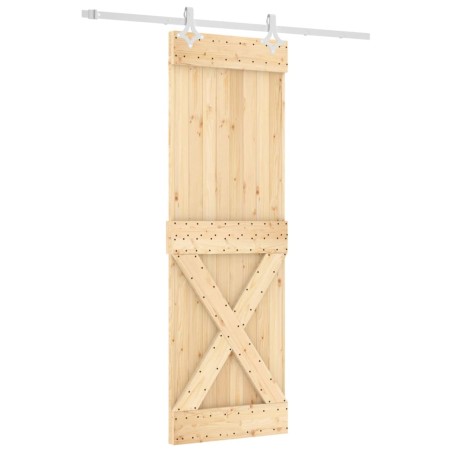 vidaXL Puerta corredera con herrajes madera maciza de pino 70x210 cm