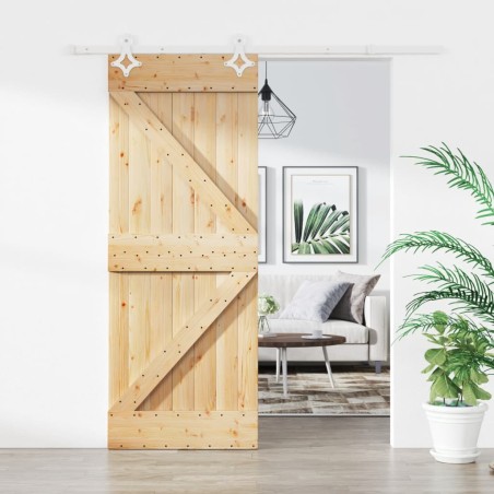 vidaXL Puerta corredera con herrajes madera maciza de pino 85x210 cm