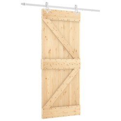 vidaXL Puerta corredera con herrajes madera maciza de pino 85x210 cm