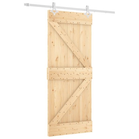 vidaXL Puerta corredera con herrajes madera maciza de pino 85x210 cm