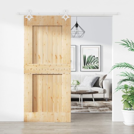 vidaXL Puerta corredera con herrajes madera maciza de pino 90x210 cm
