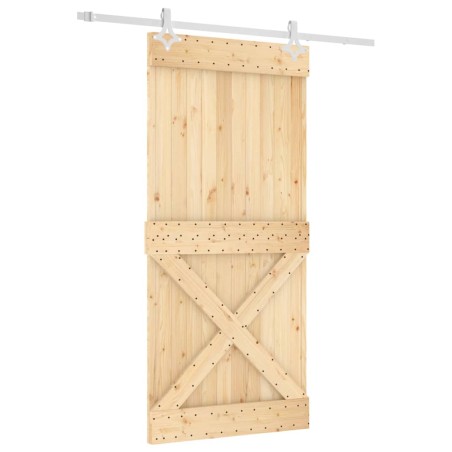 vidaXL Puerta corredera con herrajes madera maciza de pino 95x210 cm