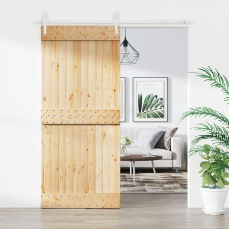 vidaXL Puerta corredera con herrajes madera maciza de pino 90x210 cm