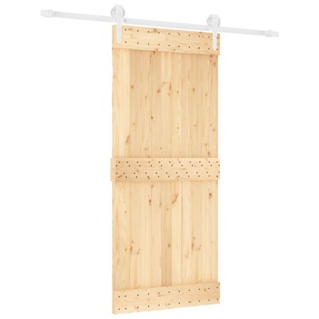 vidaXL Puerta corredera con herrajes madera maciza de pino 90x210 cm