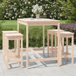 vidaXL Set de mesa y taburetes altos jardín 5 pzas madera maciza pino