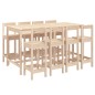 vidaXL Set de mesa y taburetes altos jardín 9 pzas madera maciza pino vidaXL Set de mesa y taburetes altos jardín 9 pzas madera maciza pino