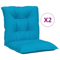 vidaXL Cojín silla jardín respaldo bajo 2 uds tela azul 100x50x7 cm