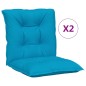 vidaXL Cojín silla jardín respaldo bajo 2 uds tela azul 100x50x7 cm