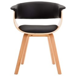 vidaXL Silla de comedor de madera curvada y cuero sintético negro
