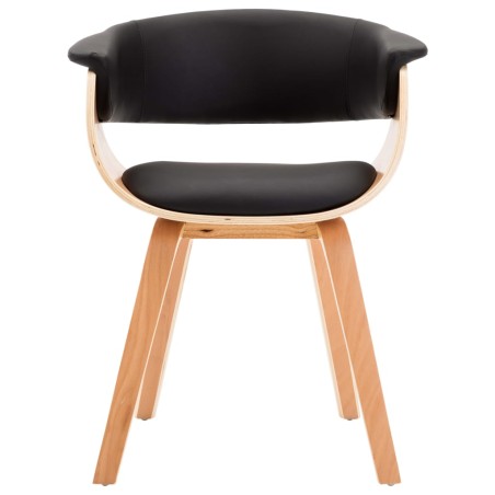 vidaXL Silla de comedor de madera curvada y cuero sintético negro