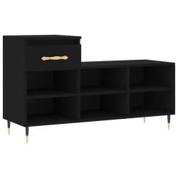 vidaXL Mueble zapatero madera contrachapada negro 102x36x60 cm