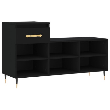 vidaXL Mueble zapatero madera contrachapada negro 102x36x60 cm