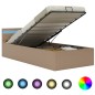 vidaXL Cama canapé hidráulica LED cuero sintético capuchino 100x200 cm vidaXL Cama canapé hidráulica LED cuero sintético capuchino 100x200 cm