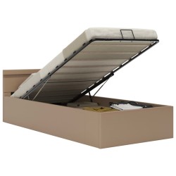 vidaXL Cama canapé hidráulica LED cuero sintético capuchino 100x200 cm 