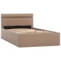 vidaXL Cama canapé hidráulica LED cuero sintético capuchino 100x200 cm vidaXL Cama canapé hidráulica LED cuero sintético capuchino 100x200 cm