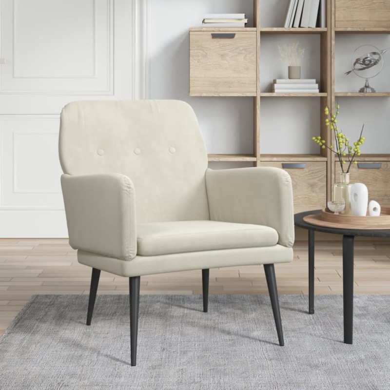 vidaXL Sillón de terciopelo crema 62x79x79 cm vidaXL Sillón de terciopelo crema 62x79x79 cm
