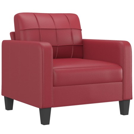 vidaXL Sillón cuero sintético rojo tinto 60 cm