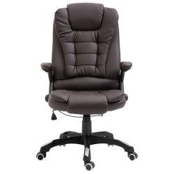 vidaXL Silla de oficina de cuero sintético marrón