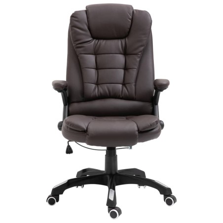 vidaXL Silla de oficina de cuero sintético marrón