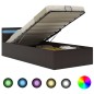 vidaXL Cama canapé hidráulica con LED cuero sintético gris 90x200 cm vidaXL Cama canapé hidráulica con LED cuero sintético gris 90x200 cm