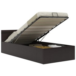 vidaXL Cama canapé hidráulica con LED cuero sintético gris 90x200 cm 